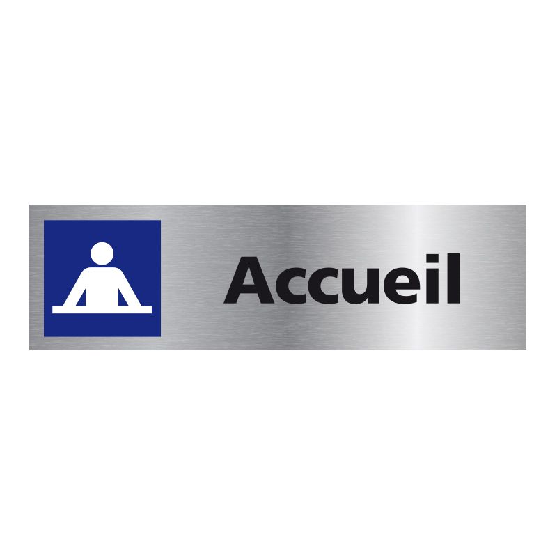 Signalisation plaque de porte aluminium brossé - Accueil