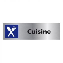 Signalisation plaque de porte aluminium brossé - Cuisine