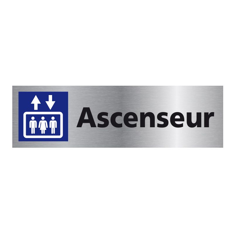 Signalisation plaque de porte aluminium brossé - Ascenseur