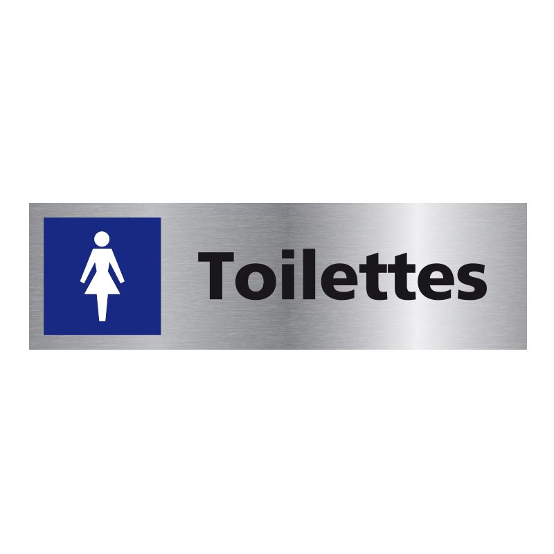Signalisation plaque de porte aluminium brossé - Toilettes