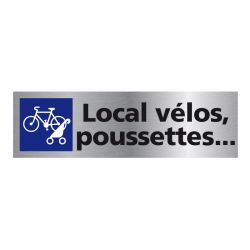 Signalisation plaque de porte aluminium brossé - Local vélos, poussettes ...