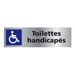 Signalisation plaque de porte aluminium brossé - Toilettes handicapés