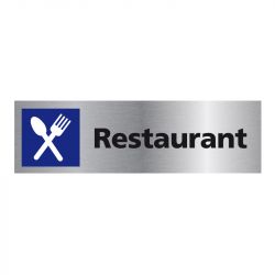 Signalisation plaque de porte aluminium brossé - Restaurant