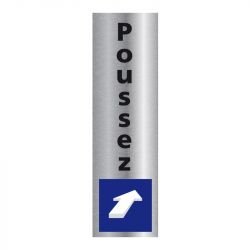 Signalisation plaque de porte aluminium brossé - Poussez