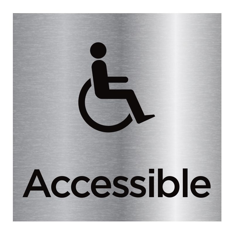 Signalisation plaque de porte aluminium brossé - Accessible handicap