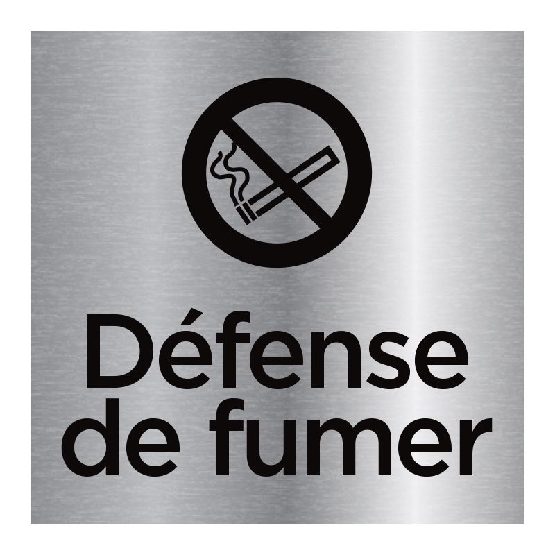 Signalisation plaque de porte aluminium brossé - Défense de fumer