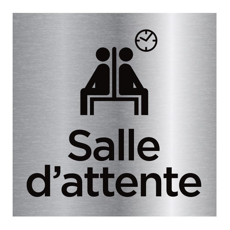 Signalisation plaque de porte aluminium brossé - Salle d'attente