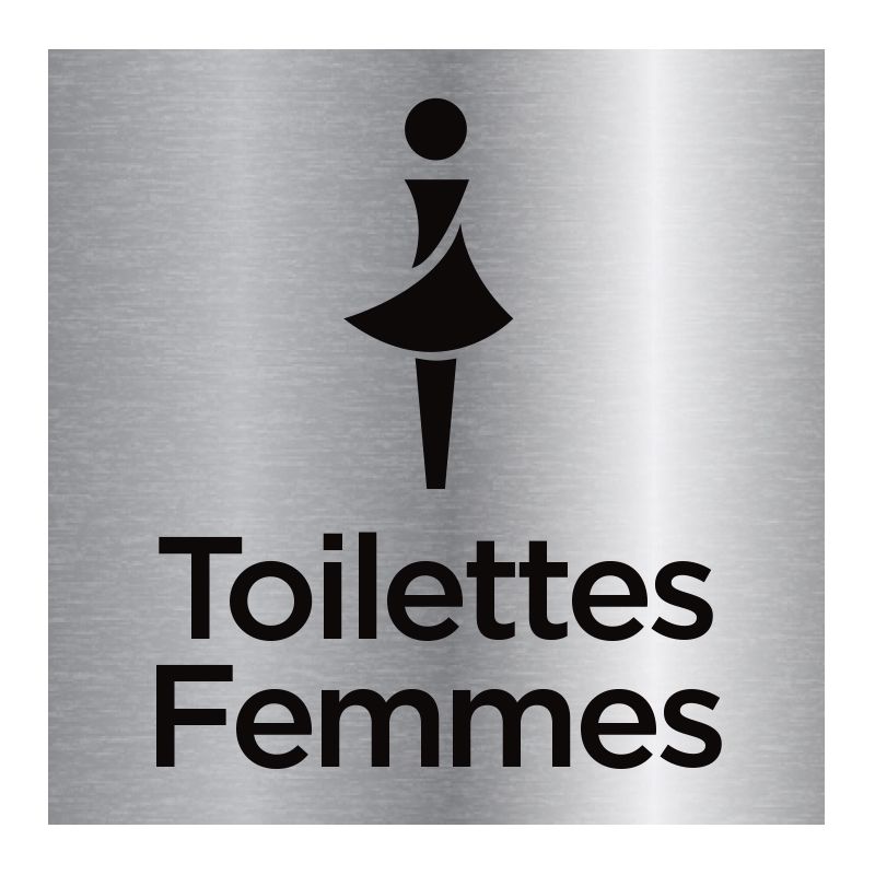 Signalisation plaque de porte aluminium brossé - Toilettes femmes
