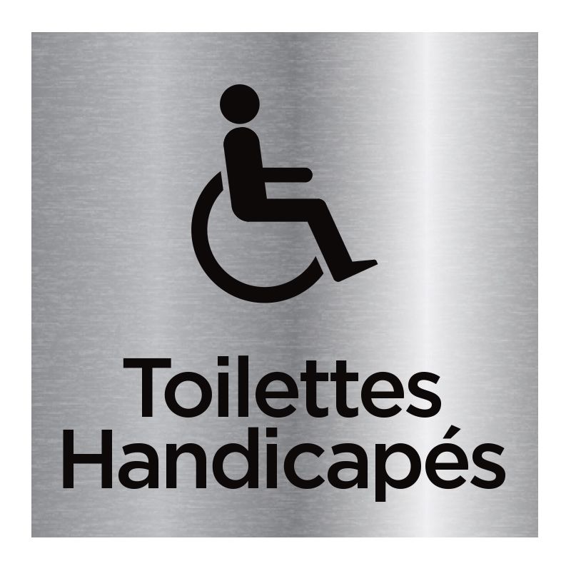 Signalisation plaque de porte aluminium brossé - Toilettes handicapés