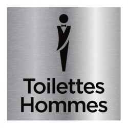 Signalisation plaque de porte aluminium brossé - Toilettes hommes
