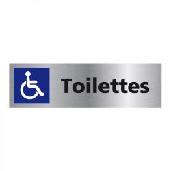 Signalisation plaque de porte aluminium brossé - Toilette handicapé